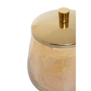 Orsina Allegra Glass Bathroom Jar – Textured Vanity Storage with Gold Lid