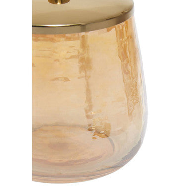 Orsina Allegra Glass Bathroom Jar – Textured Vanity Storage with Gold Lid