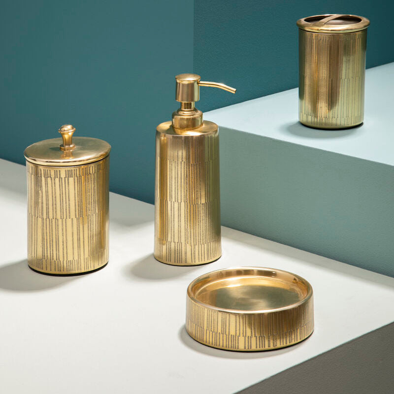 Orsina Allegra Gold Soap Dish – Metallic Line Effect Bathroom Accessory