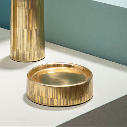 Orsina Allegra Gold Soap Dish – Metallic Line Effect Bathroom Accessory
