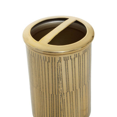 Orsina Allegra Gold Toothbrush Holder – Modern Line Effect Organizer