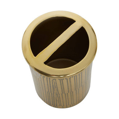 Orsina Allegra Gold Toothbrush Holder – Modern Line Effect Organizer