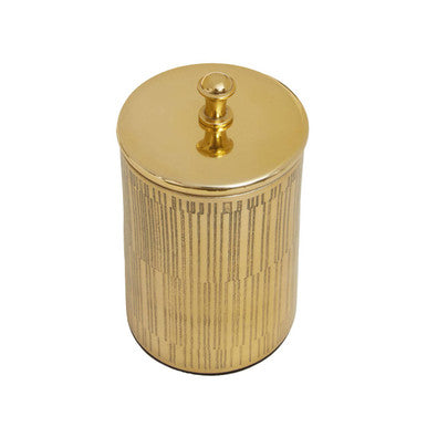 Orsina Allegra Gold Bathroom Jar – Etched Metal Vanity Storage Canister
