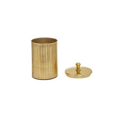 Orsina Allegra Gold Bathroom Jar – Etched Metal Vanity Storage Canister
