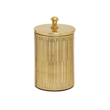 Orsina Allegra Gold Bathroom Jar – Etched Metal Vanity Storage Canister