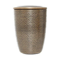 Orsina Allegra Gold Toothbrush Holder – Geometric Etched Metallic Decor
