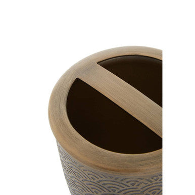 Orsina Allegra Gold Toothbrush Holder – Geometric Etched Metallic Decor