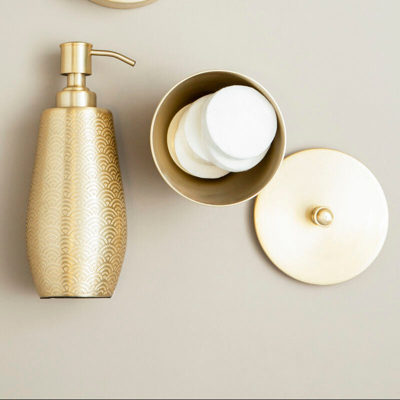 Orsina Allegra Gold Aluminium Bathroom Jar with Lid - 300ml Etched