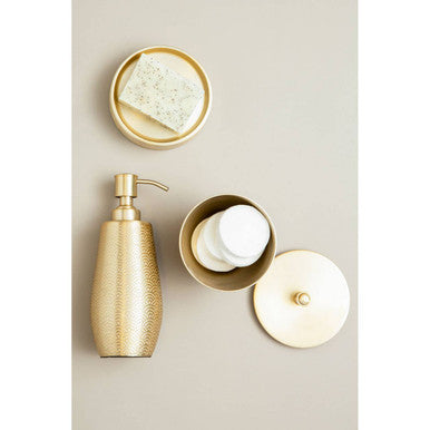 Orsina Allegra Gold Aluminium Bathroom Jar with Lid - 300ml Etched