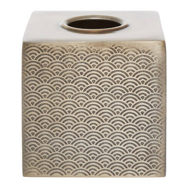 Orsina Allegra Gold Etched Tissue Box Cover – Decorative Rectangular Holder