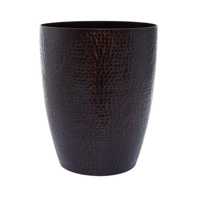 Orsina Allegra Bronze Waste Bin – Hammered Metal Slimline Trash Can
