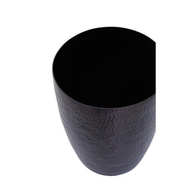 Orsina Allegra Bronze Waste Bin – Hammered Metal Slimline Trash Can