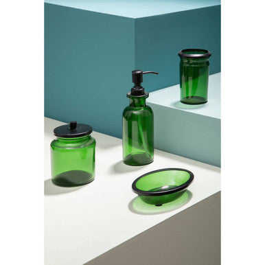 Orsina Allegra Kiara Green Glass Soap Dispenser – 300ml Liquid Pump