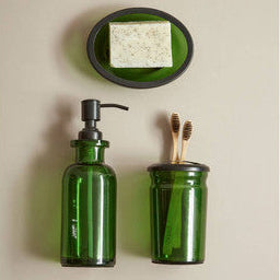 Orsina Allegra Kiara Green Glass Soap Dispenser – 300ml Liquid Pump