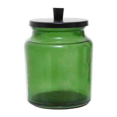 Orsina Allegra Kiara Green Glass Bathroom Jar with Black Lid