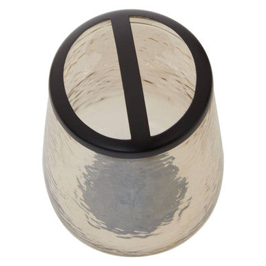 Orsina Allegra Textured Glass Toothbrush Holder | Black and Gold