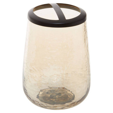 Orsina Allegra Textured Glass Toothbrush Holder | Black and Gold