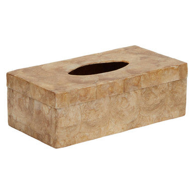 Orsina Gold Beige Seashell Tissue Box – Luxury Coastal Resin Holder