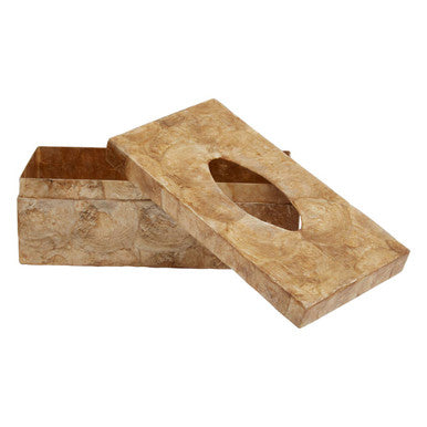Orsina Gold Beige Seashell Tissue Box – Luxury Coastal Resin Holder