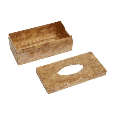 Orsina Gold Beige Seashell Tissue Box – Luxury Coastal Resin Holder