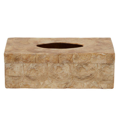 Orsina Gold Beige Seashell Tissue Box – Luxury Coastal Resin Holder