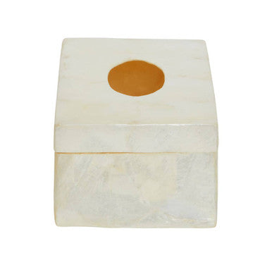 Orsina White Sea Shell Tissue Box – Rectangular Coastal Decor Cover