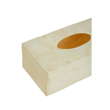 Orsina White Sea Shell Tissue Box – Rectangular Coastal Decor Cover