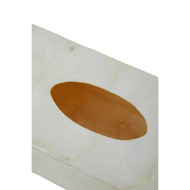 Orsina White Sea Shell Tissue Box – Rectangular Coastal Decor Cover