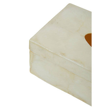 Orsina White Sea Shell Tissue Box – Rectangular Coastal Decor Cover