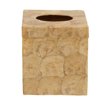 Orsina Gold Beige Seashell Square Tissue Box - Luxury Resin Holder
