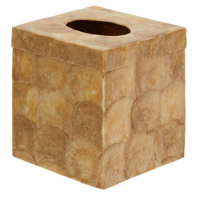 Orsina Gold Beige Seashell Square Tissue Box - Luxury Resin Holder