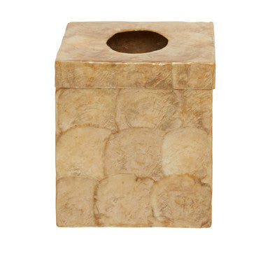 Orsina Gold Beige Seashell Square Tissue Box - Luxury Resin Holder