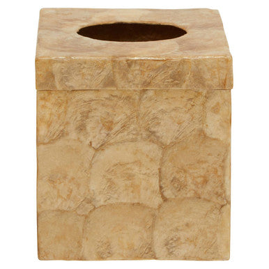 Orsina Gold Beige Seashell Square Tissue Box - Luxury Resin Holder