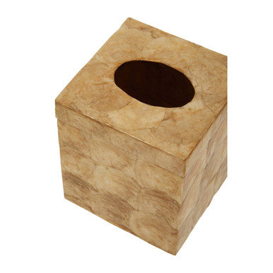 Orsina Gold Beige Seashell Square Tissue Box - Luxury Resin Holder