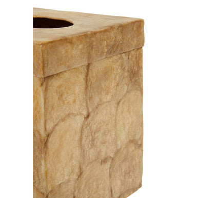 Orsina Gold Beige Seashell Square Tissue Box - Luxury Resin Holder