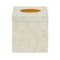 Orsina White Shell Square Tissue Box – Hand-Inlaid Seashell Holder