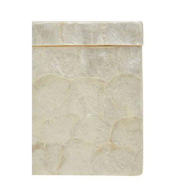 Orsina White Shell Square Tissue Box – Hand-Inlaid Seashell Holder