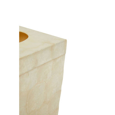 Orsina White Shell Square Tissue Box – Hand-Inlaid Seashell Holder