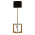 Orsina Sika White Marble and Gold Floor Lamp with Black Fabric Shade