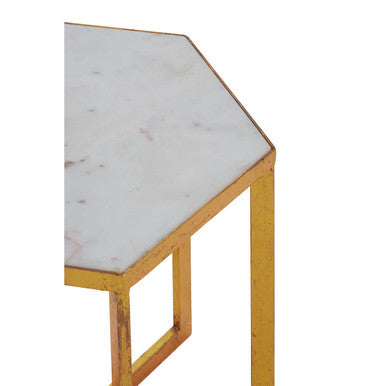 Orsina Sika White Marble and Gold Floor Lamp with Black Fabric Shade