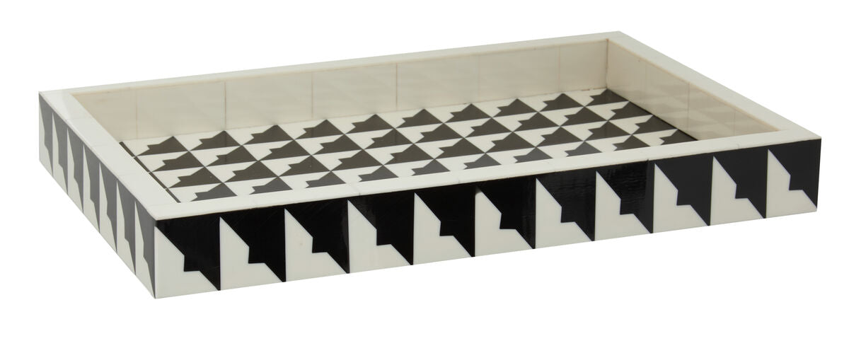 Orsina Davino Monochrome Decorative Tray – Black and White Serving Tray