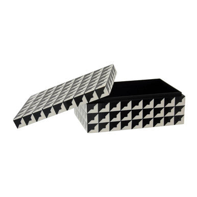 Orsina Davino Large Trinket Box – Black & White Resin Jewellery Case