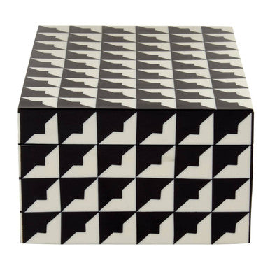 Orsina Davino Large Trinket Box – Black & White Resin Jewellery Case