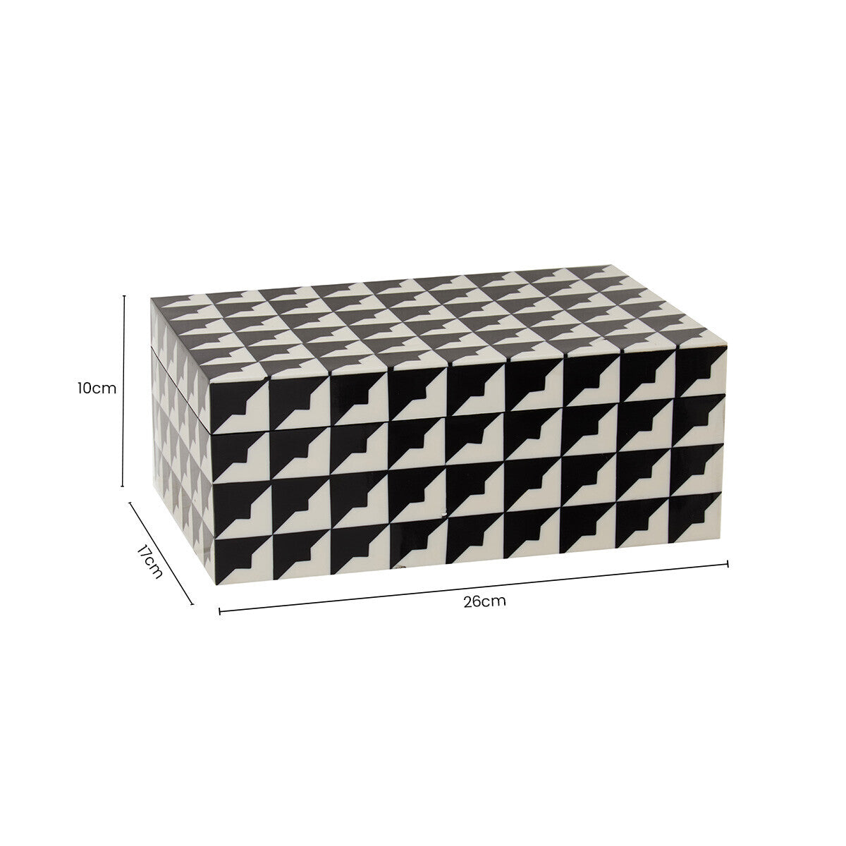 Orsina Davino Large Trinket Box – Black & White Resin Jewellery Case
