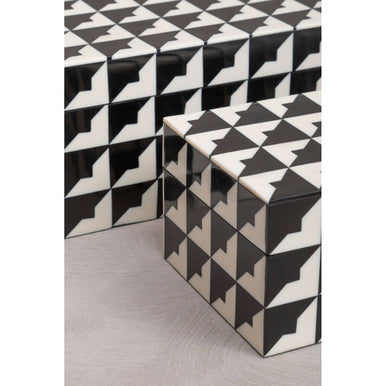 Orsina Davino Large Trinket Box – Black & White Resin Jewellery Case