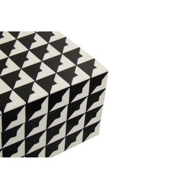 Orsina Davino Large Trinket Box – Black & White Resin Jewellery Case