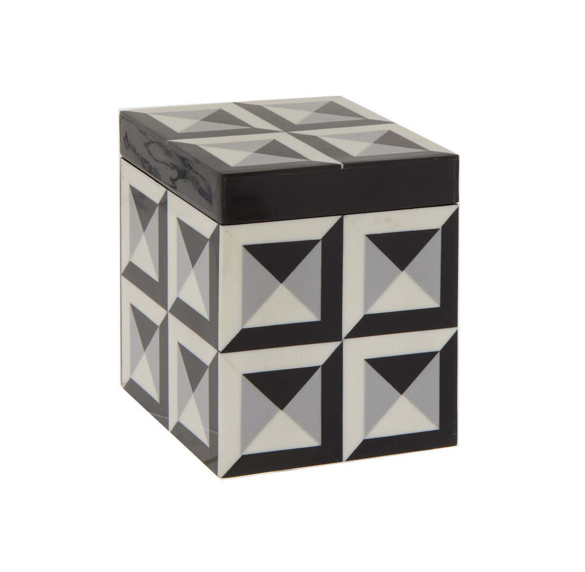 Orsina Davino Small Square Trinket Box – Black & White Resin Jewelry Case