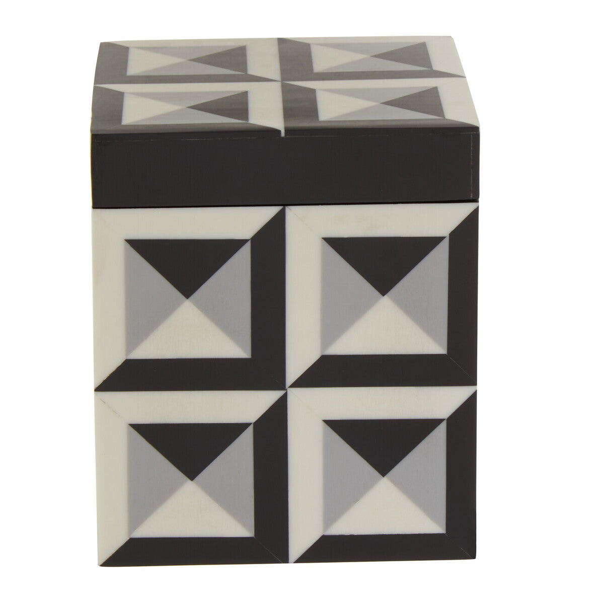 Orsina Davino Small Square Trinket Box – Black & White Resin Jewelry Case