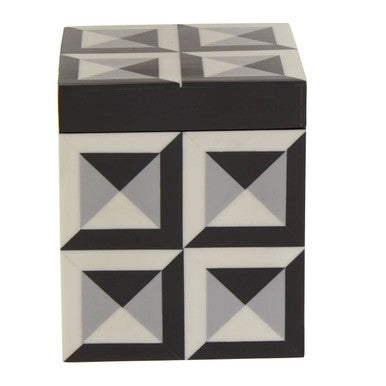 Orsina Davino Small Square Trinket Box – Black & White Resin Jewelry Case