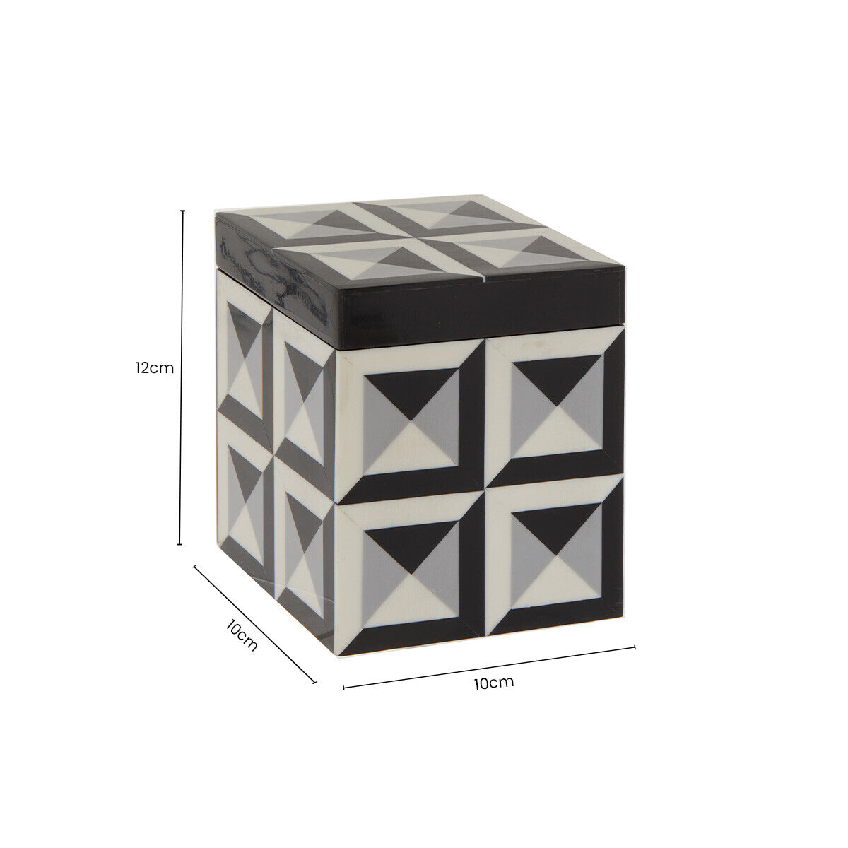Orsina Davino Small Square Trinket Box – Black & White Resin Jewelry Case
